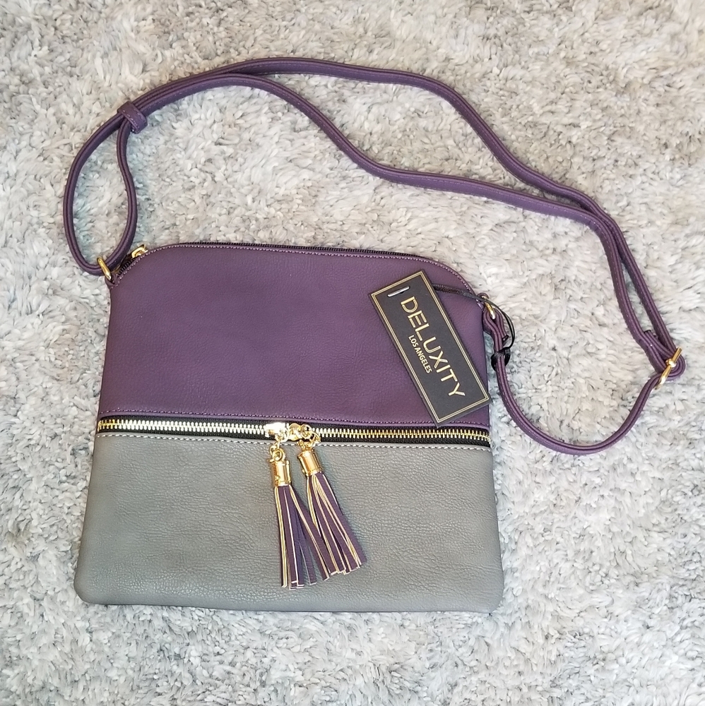 Deluxity purple and gray lightweight vegan leather